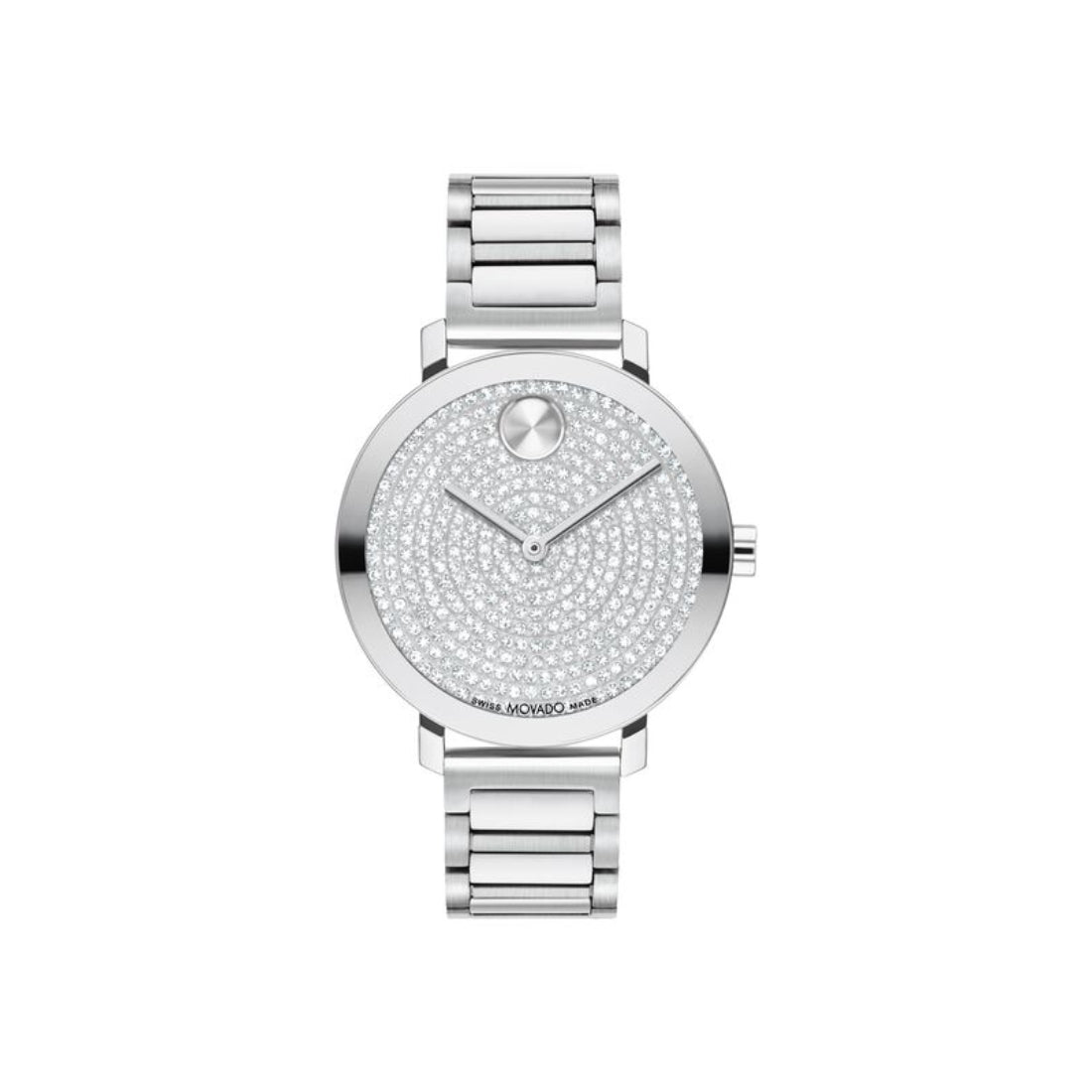 Movado Bold Evolution 2.0 Women's Silver with Crystal Pavé Dial Quartz Watch 3601151