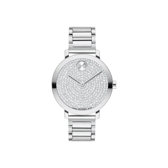 Movado Bold Evolution 2.0 Women's Silver with Crystal Pavé Dial Quartz Watch 3601151