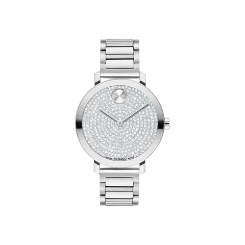 Movado Bold Evolution 2.0 Women's Silver with Crystal Pavé Dial Quartz Watch 3601151