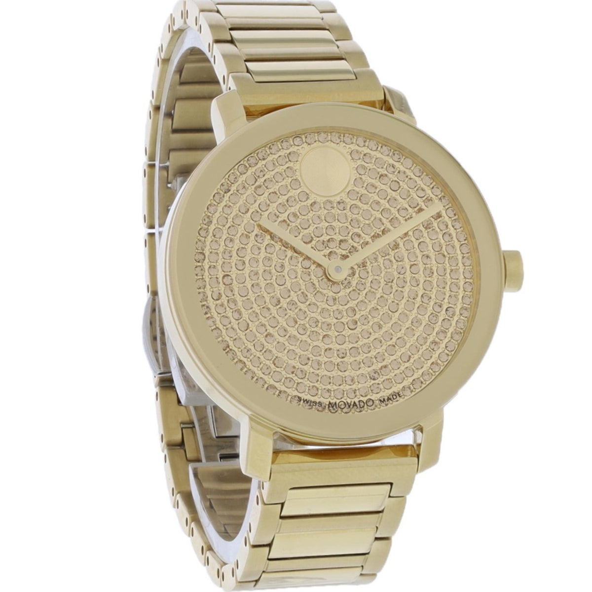 Movado Bold Evolution 2.0 Women's Gold Crystal Pavé Dial Quartz Watch 3601152
