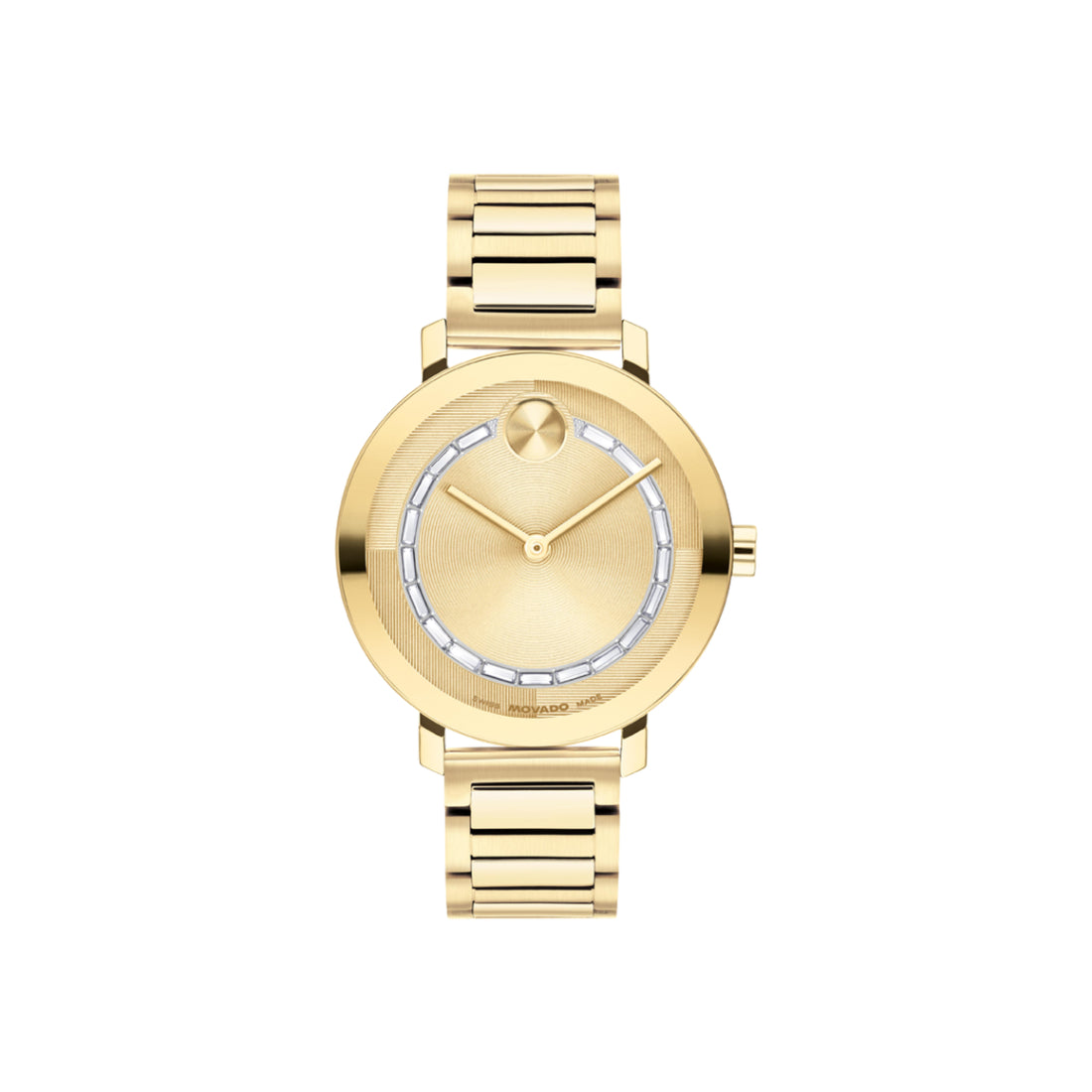 Movado Bold Evolution 2.0 Women's Gold-Tone Metallic Museum Dial with Crystal Pavé Dot Dial Quartz Watch 3601218