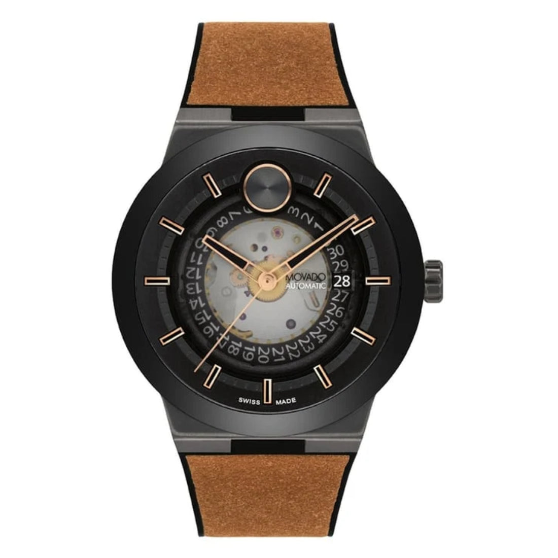 Movado Bold Fusion Automatic Men's Black exhibition dial with rose gold-tone center Dial Automatic Watch 3601248