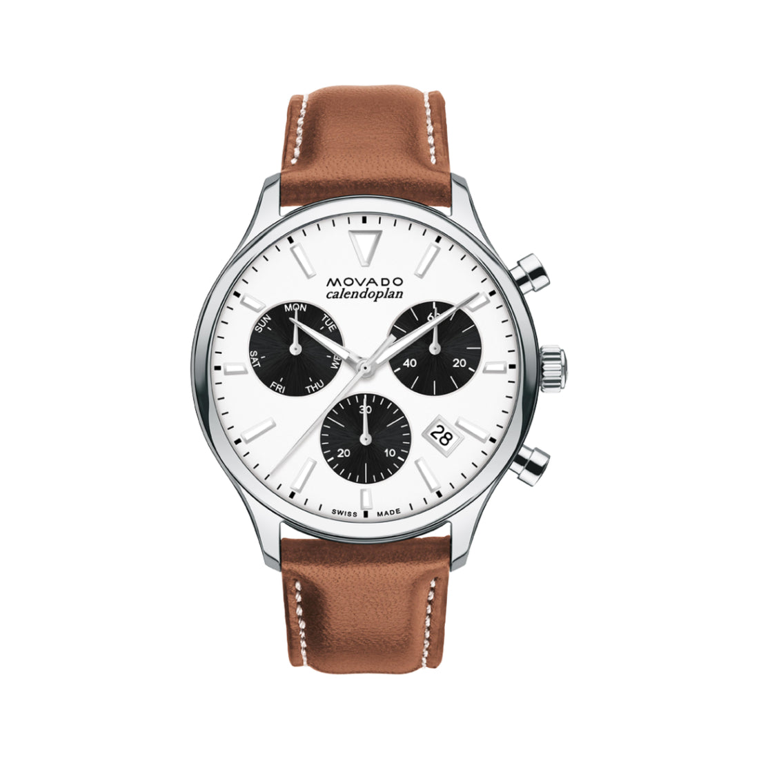 Movado Heritage Calendoplan Men's White with Black Subdials Dial Quartz Watch 3650147