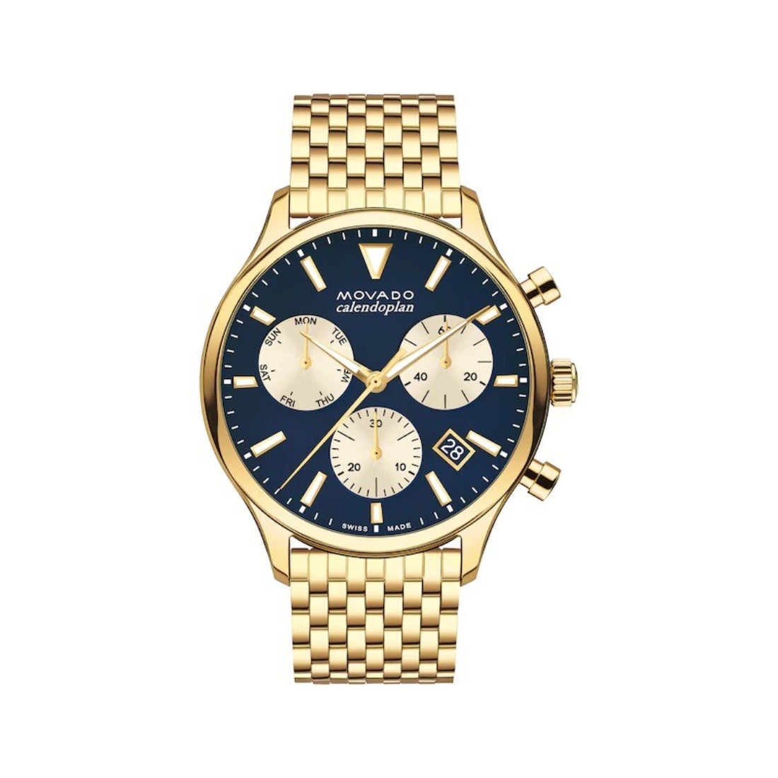 Movado Heritage Calendoplan Chronograph Men's Navy Blue Dial Quartz Watch 3650150