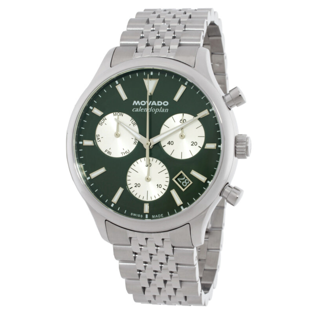 Movado Heritage Series Calendoplan Men's Silver Bracelet Quartz Watch - 3650166