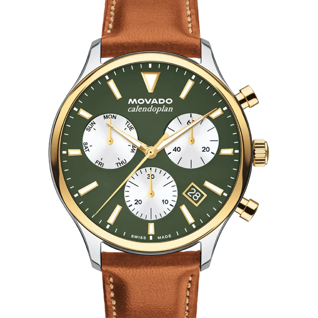 Movado Heritage Series Calendoplan Men's Green Dial Quartz Watch 3650189