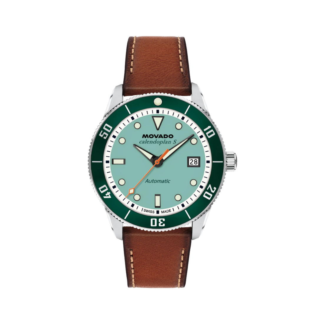 Movado Heritage Calendoplan S Unisex Brown Strap Automatic Watch - 3650227