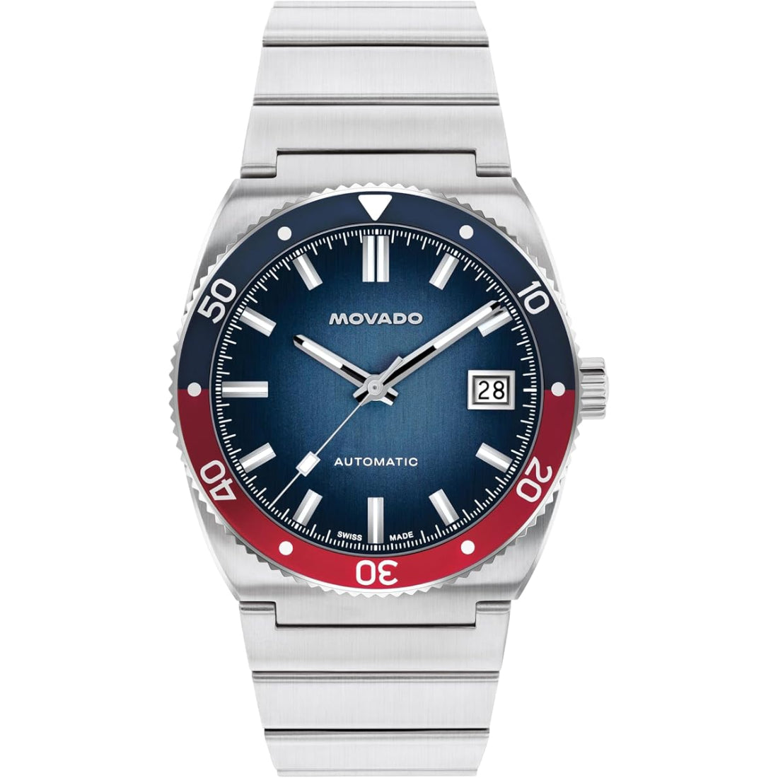 Movado Heritage Series Ondoplan Men's Silver Bracelet Automatic Watch - 3650242