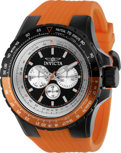 Invicta Men's 37031 Aviator Quartz Chronograph Black, Silver Dial Watch