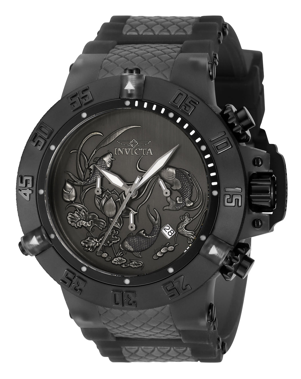 Invicta Men's 37040 Subaqua  Quartz 3 Hand Black, Silver, Dark Grey Dial Watch