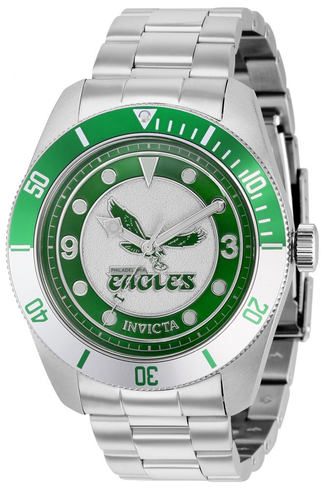 Invicta Men's 37234 NFL Philadelphia Eagles Quartz 3 Hand Green, White Dial Watch