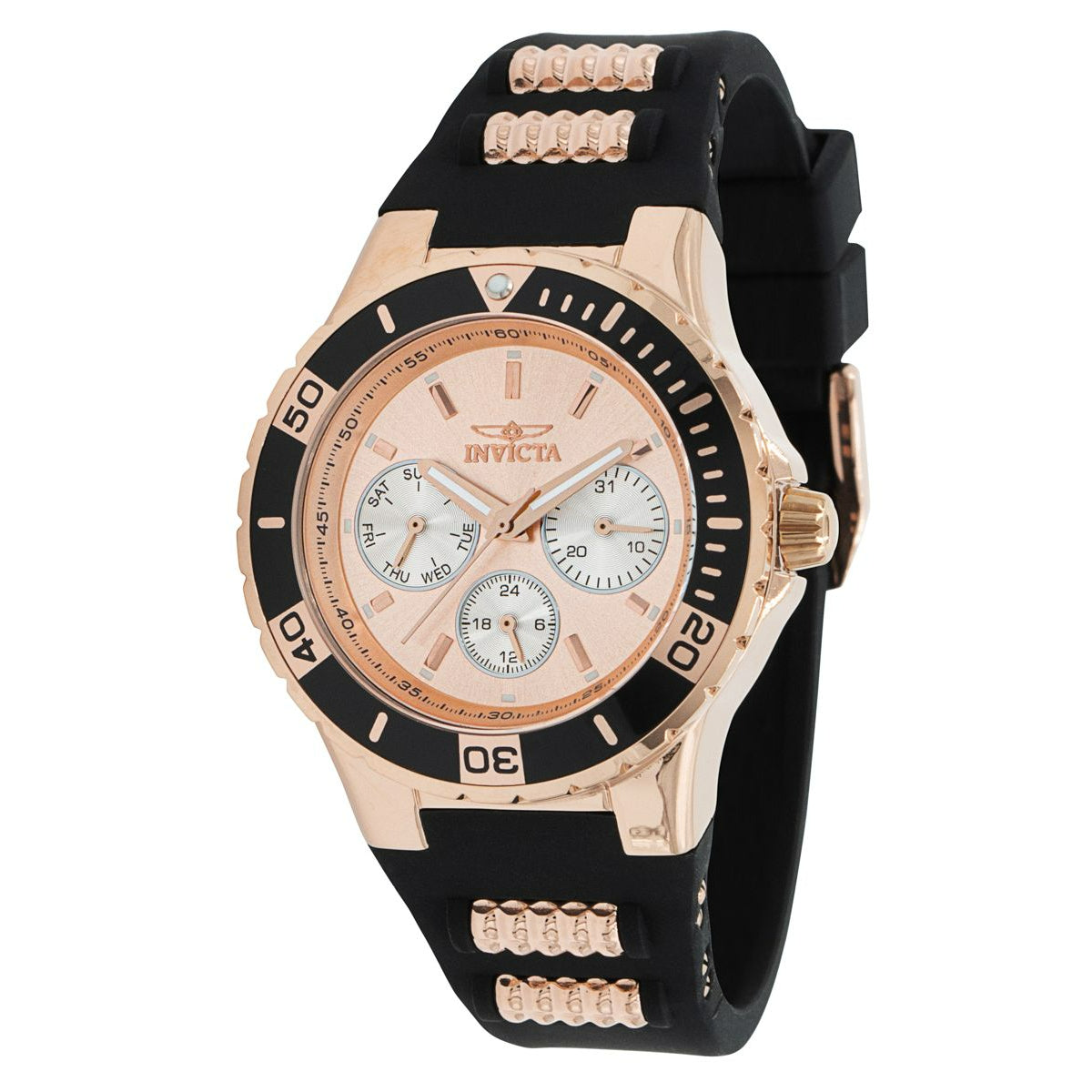 Invicta Women's 37318 Aviator Quartz Chronograph Silver, Rose Gold Dial Watch