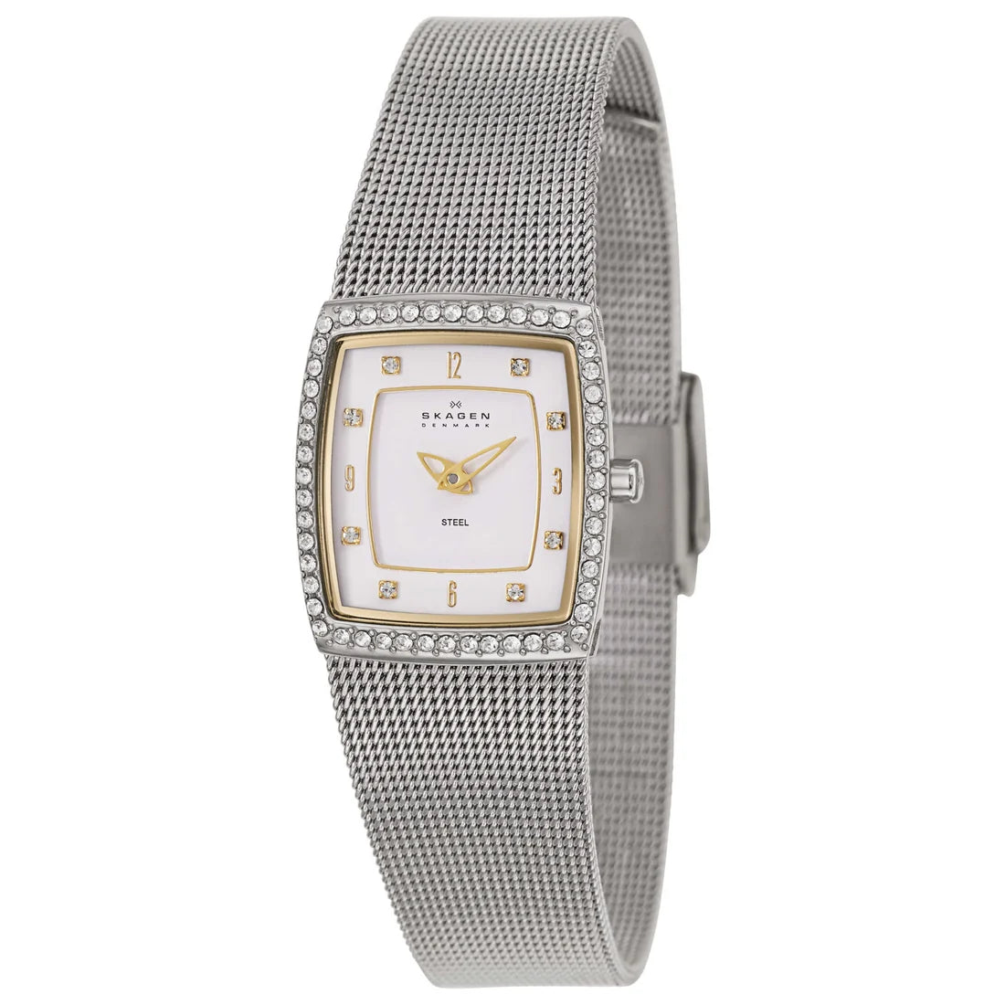 Skagen Mesh Women's White Dial Two-Tone Steel Quartz Watch 384XSGSW1