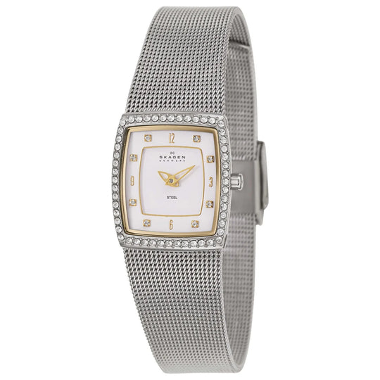 Skagen Mesh Women's White Dial Two-Tone Steel Quartz Watch 384XSGSW1