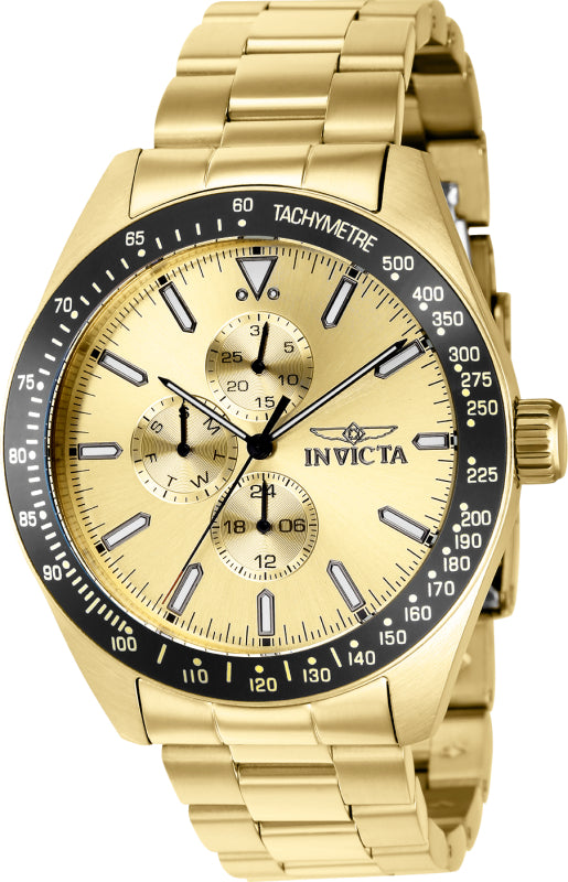 Invicta Men's 38970 Aviator Quartz Multifunction Gold Dial Watch