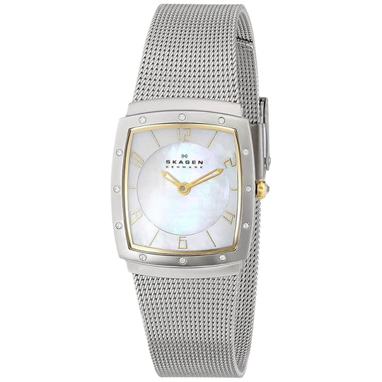 Skagen 396 Series Women's Mother-of-Pearl Dial Two-Tone Quartz Watch 396XSGS