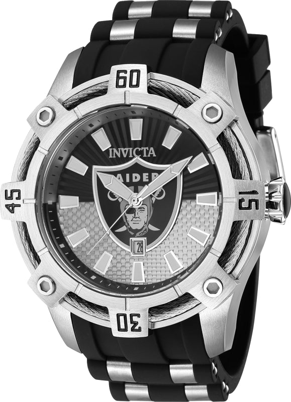 Invicta Men's 42066 NFL Quartz 3 Hand Black, Grey Dial Watch