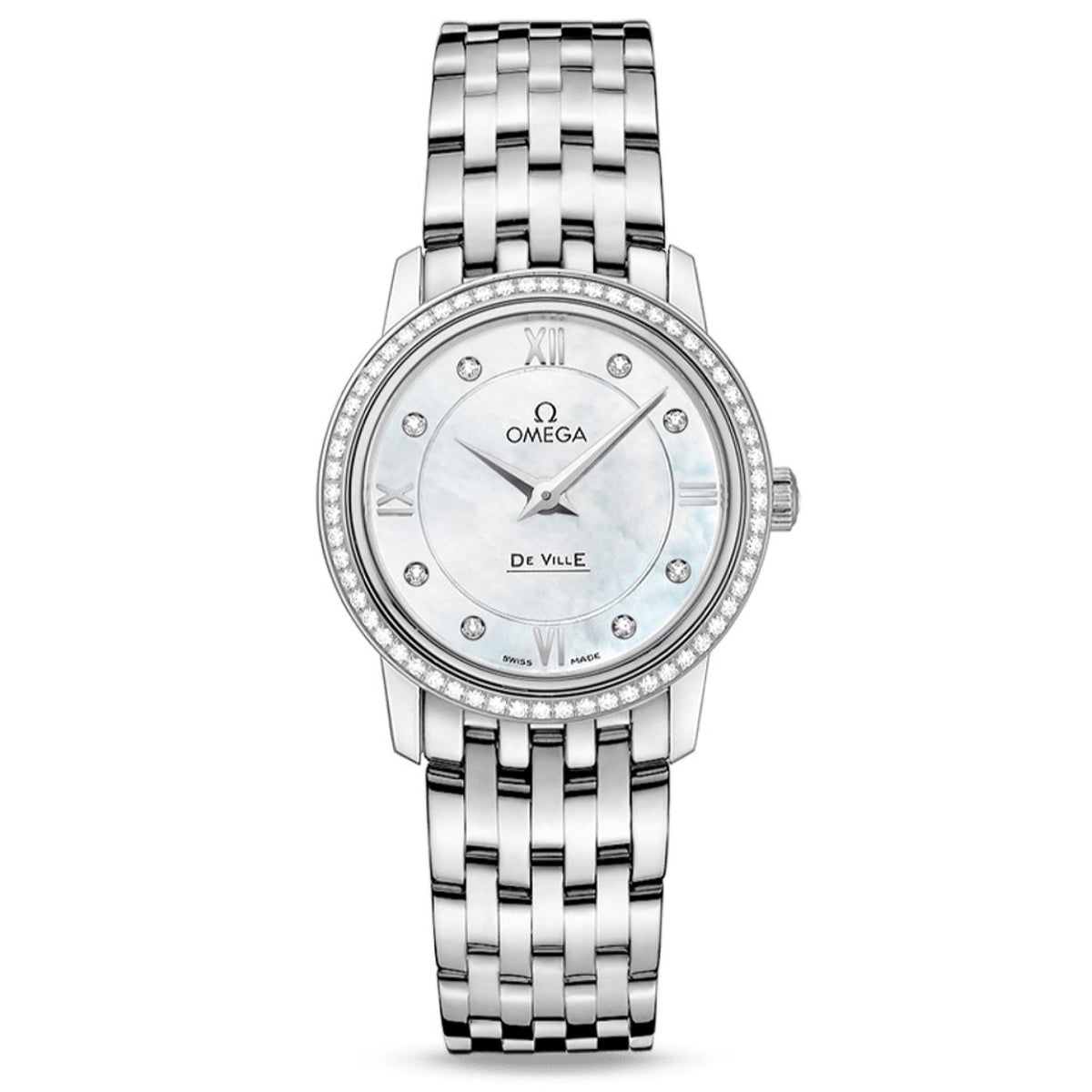 Omega De Ville Prestige Women's White Mother-of-Pearl Dial Quartz Watch 424.15.27.60.55.001