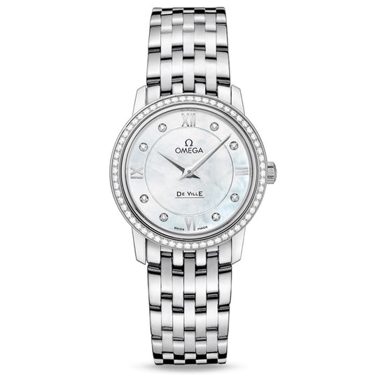 Omega De Ville Prestige Women's White Mother-of-Pearl Dial Quartz Watch 424.15.27.60.55.001