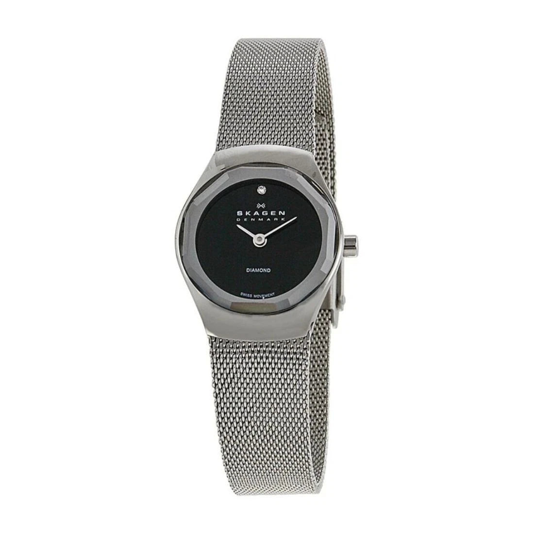 Skagen Black Label Diamond MINI Women's Black Dial Steel Quartz Watch 432SSSB