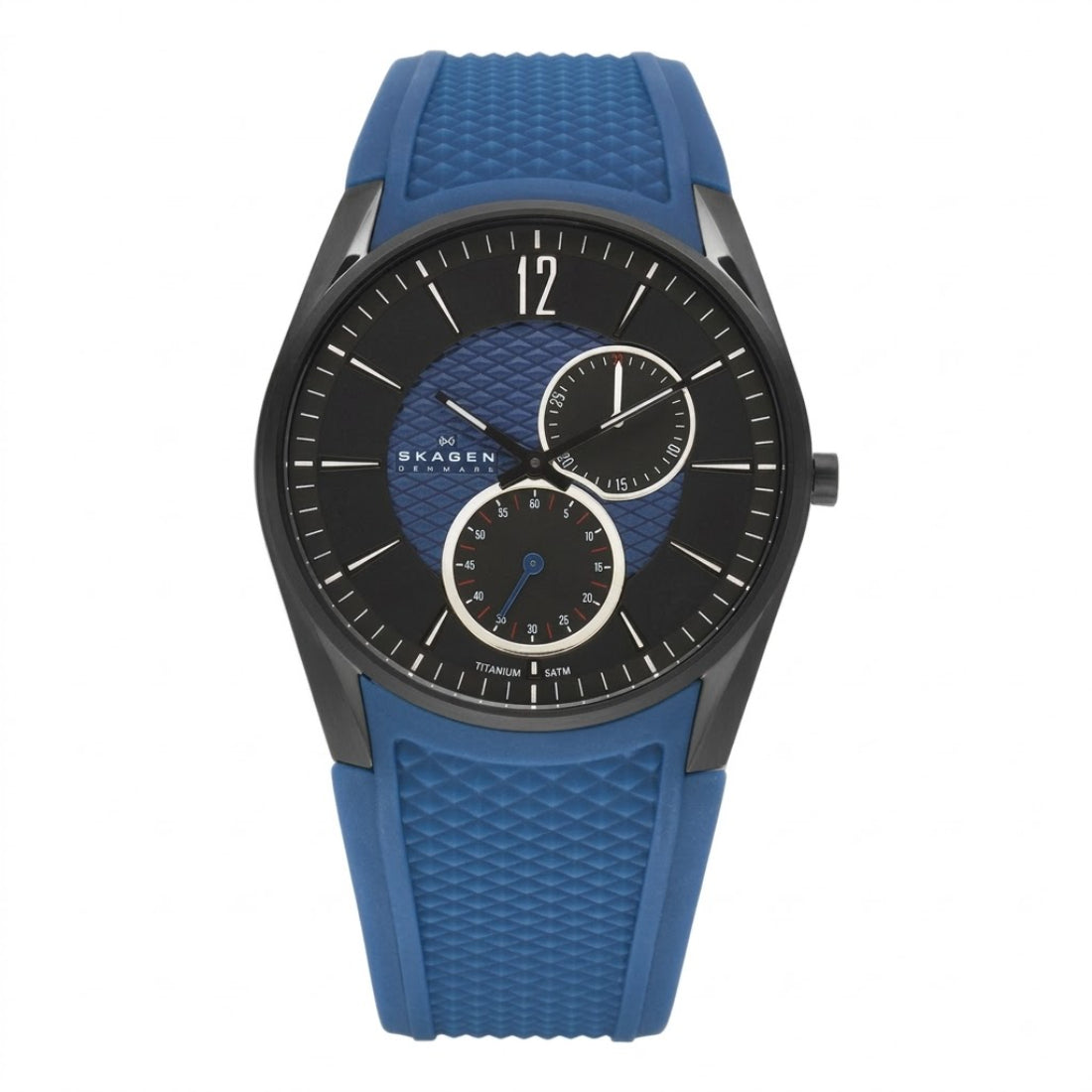 Skagen Titanium Men's Black & Blue Dial Silicone Strap Quartz Watch 435XXLTNRN