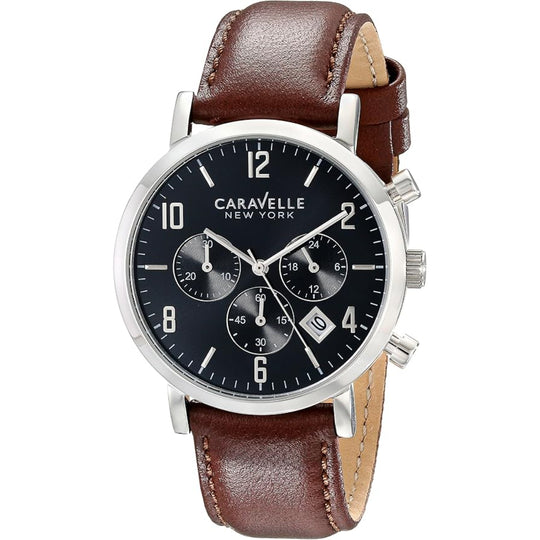 Caravelle Classic Chronograph Men's Brown Strap Quartz Watch - 43B140