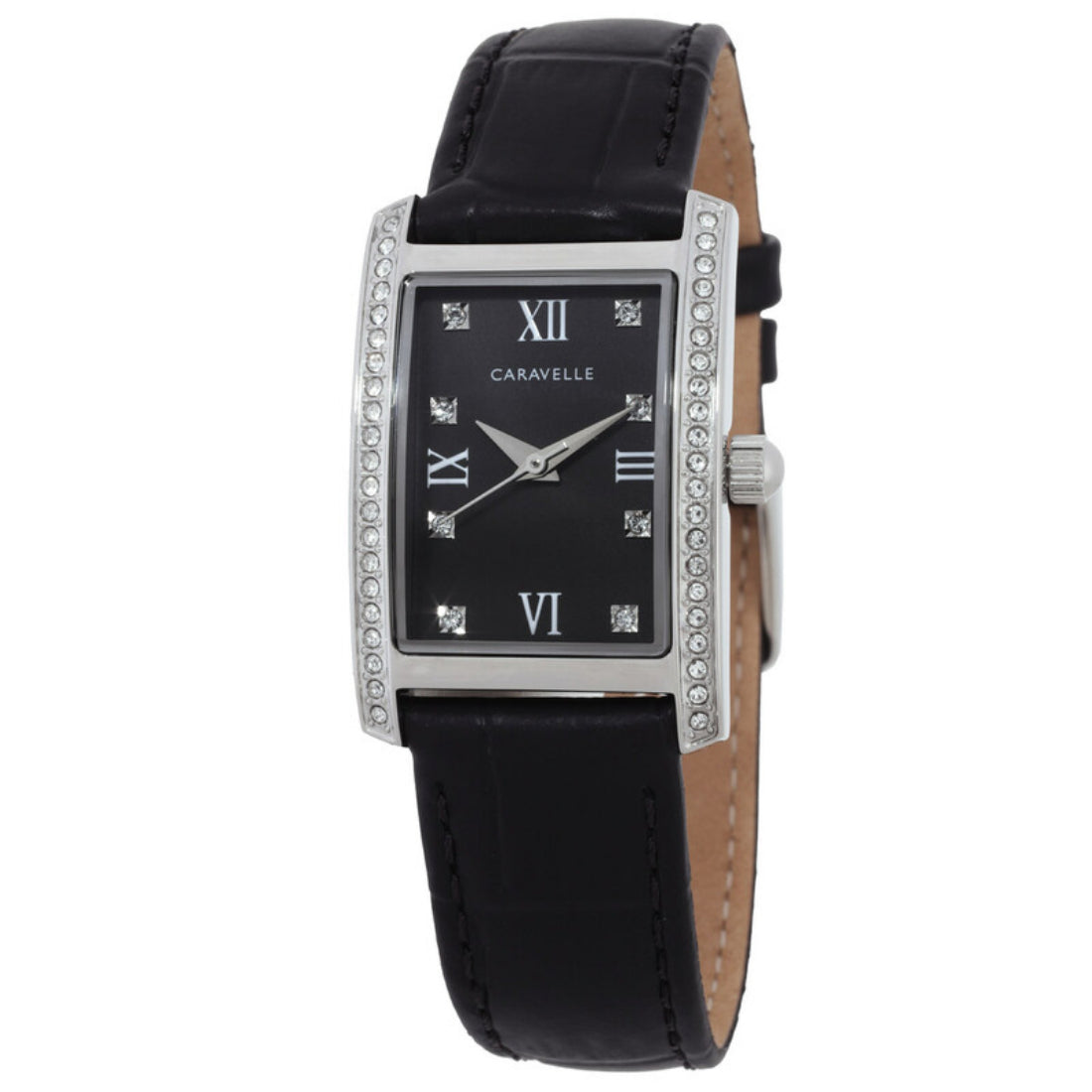 Bulova Dress Crystal Women's Black Strap Quartz Watch - 43L222