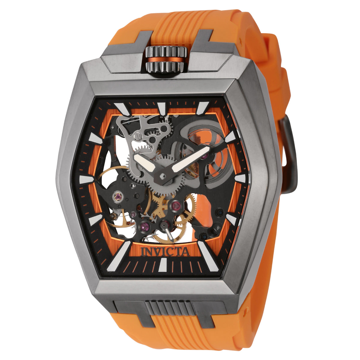Invicta Men's 44020 Akula Mechanical 2 Hand Black, Orange Dial Watch