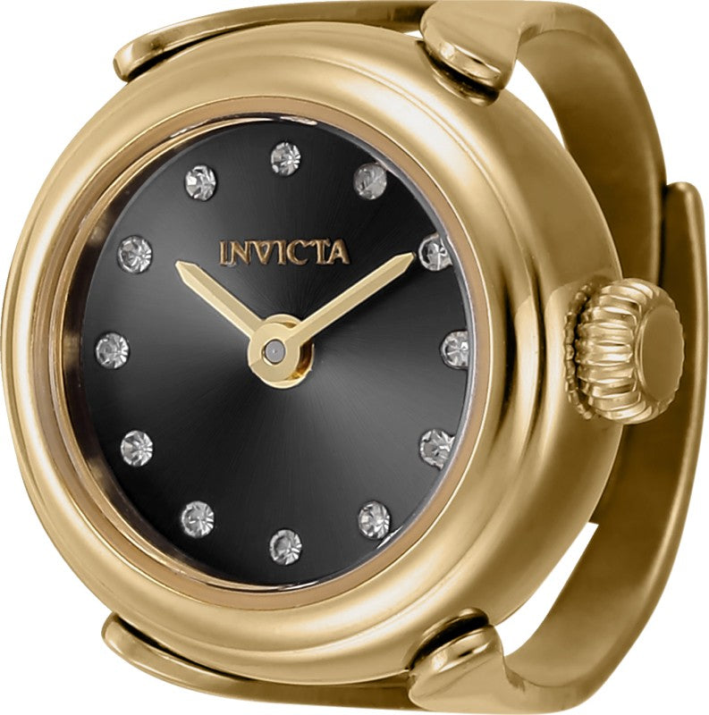 Invicta Women's 44482 Mini Quartz 2 Hand Black Dial Ring Watch