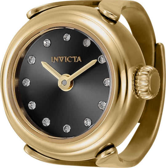Invicta Women's 44482 Mini Quartz 2 Hand Black Dial Ring Watch