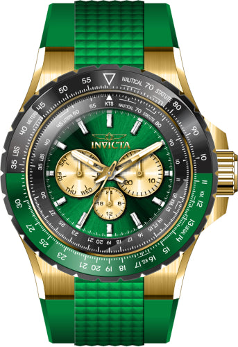 Invicta Men's 44612 Aviator Quartz Chronograph Gold, Green Dial Watch