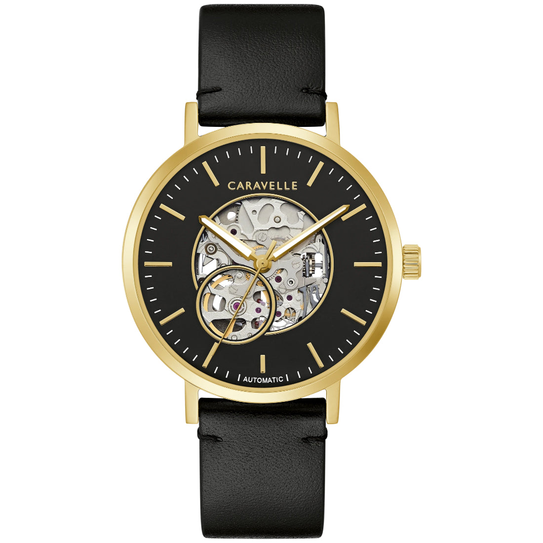 Bulova Caravelle Classic Men's Black Strap Automatic Watch - 44A121