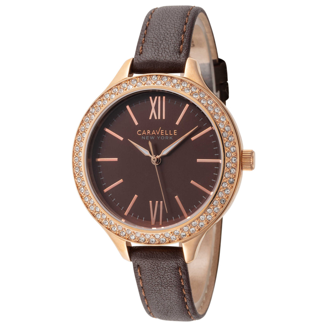 Caravelle New York Women's Brown Strap Quartz Watch - 44L124
