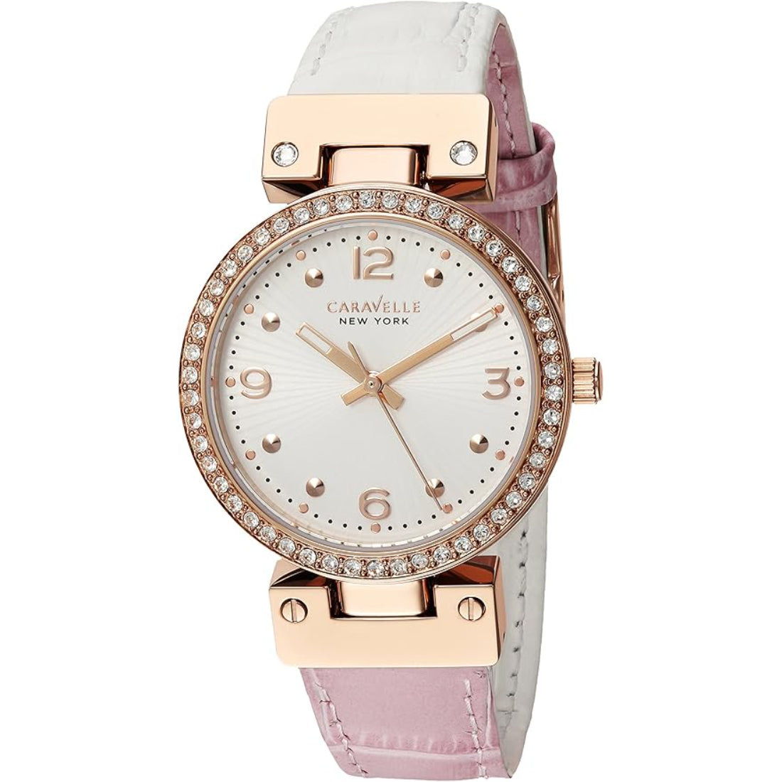 Bulova Caravelle New York Women's Two-tone; Silver and Pink Gold-tone Strap Quartz Watch - 44L232