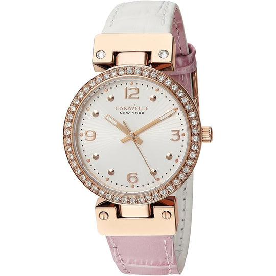 Bulova Caravelle New York Women's Two-tone; Silver and Pink Gold-tone Strap Quartz Watch - 44L232