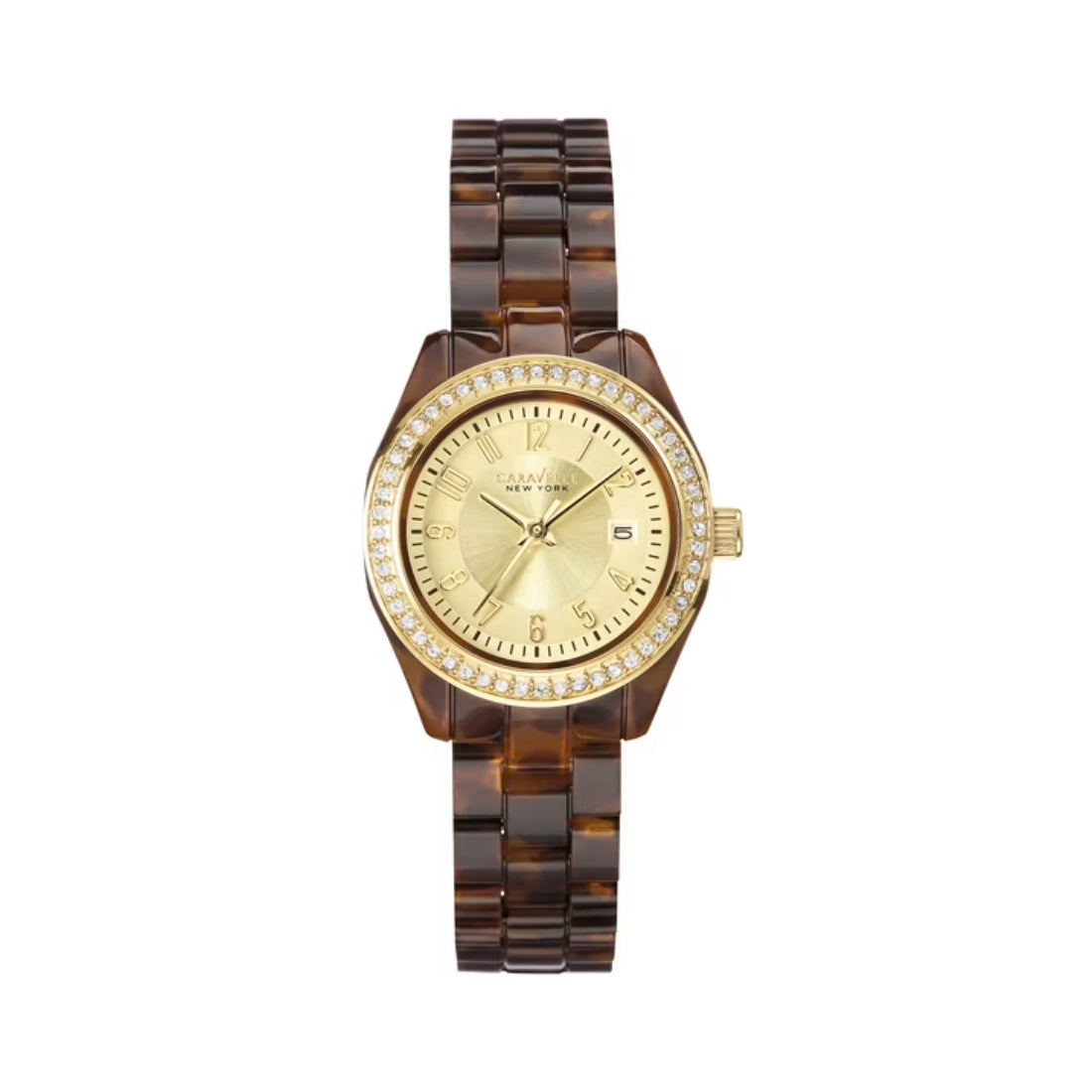 Caravelle Perfectly Petite Collection Women's Tortoise (brown patterned) Bracelet Quartz Watch - 44M104
