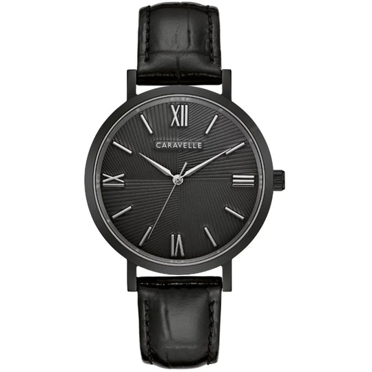 Caravelle Men's 45A148 Black Leather Watch