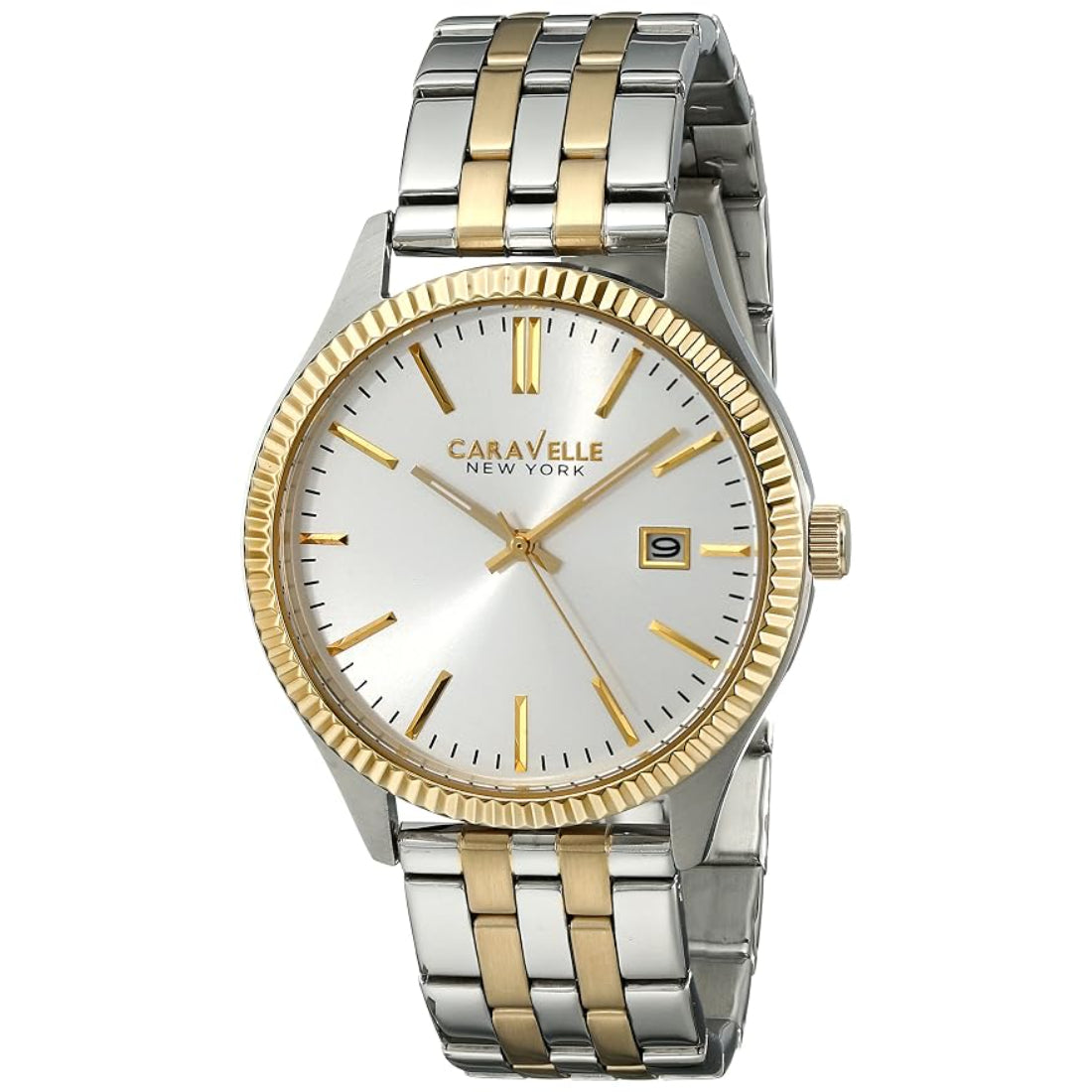 Caravelle New York by Bulova Men's Two-tone/Silver and Gold Bracelet Quartz Watch - 45B129
