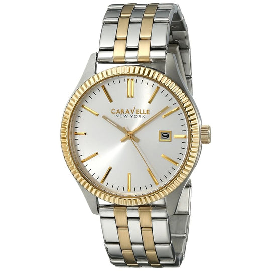 Caravelle New York by Bulova Men's Two-tone/Silver and Gold Bracelet Quartz Watch - 45B129