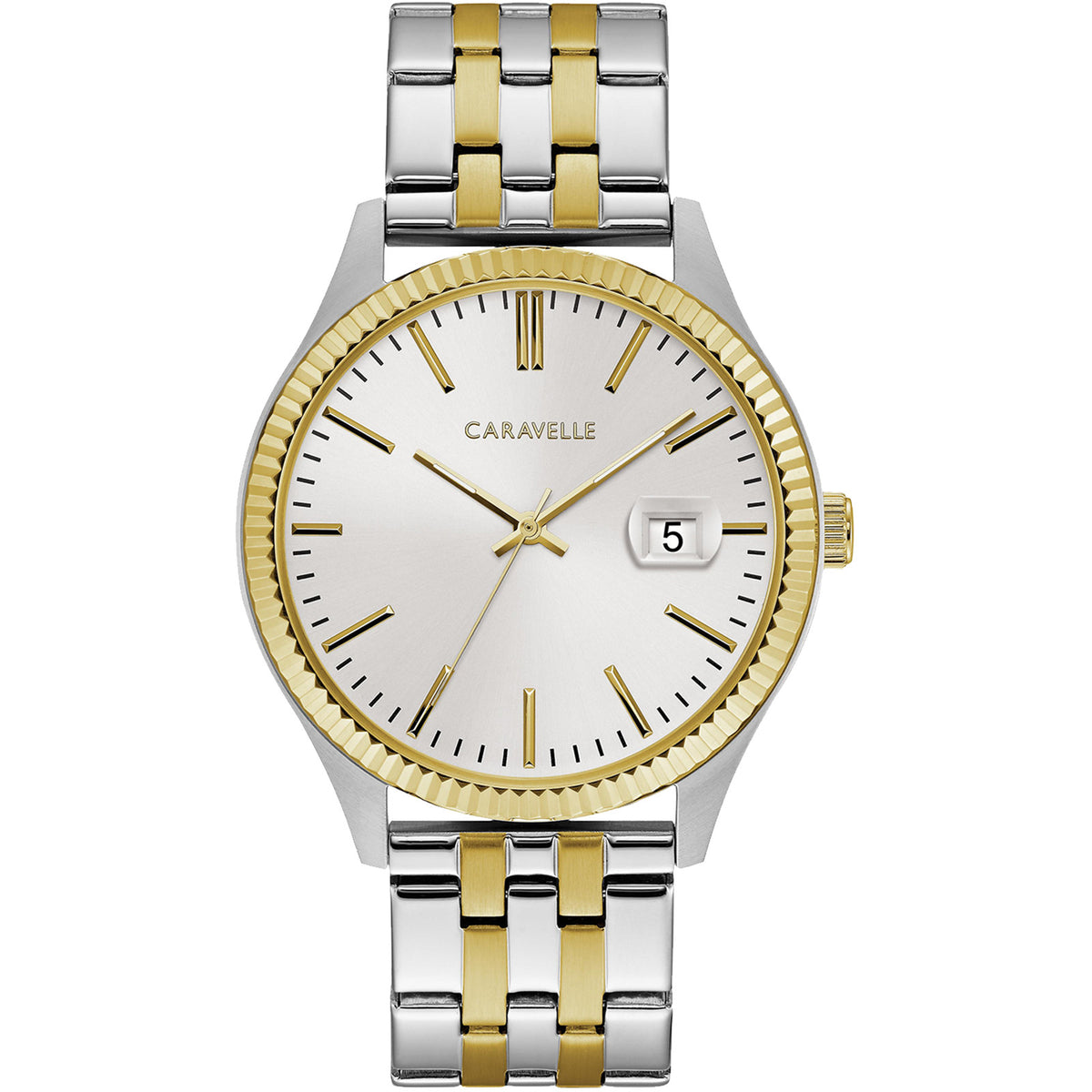 Bulova Caravelle by Bulova Dress Men's Two-tone/Silver and Gold-tone Bracelet Quartz Watch - 45B148