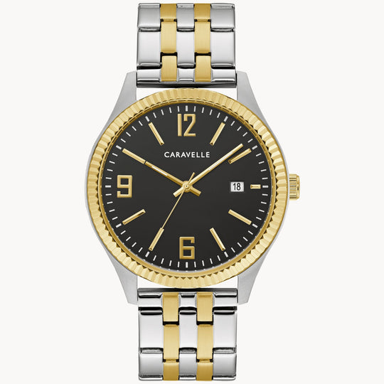 Bulova Caravelle Box Set Men's Two-tone/Silver and Gold Bracelet Quartz Watch - 45K000