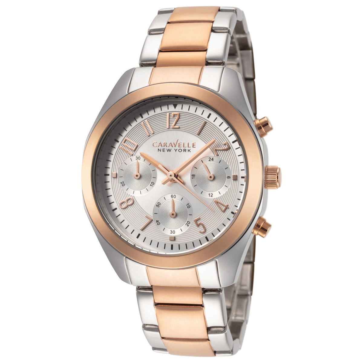 Bulova Caravelle New York Women's Two-tone/Silver and Rose Gold-tone Bracelet Quartz Watch - 45L149