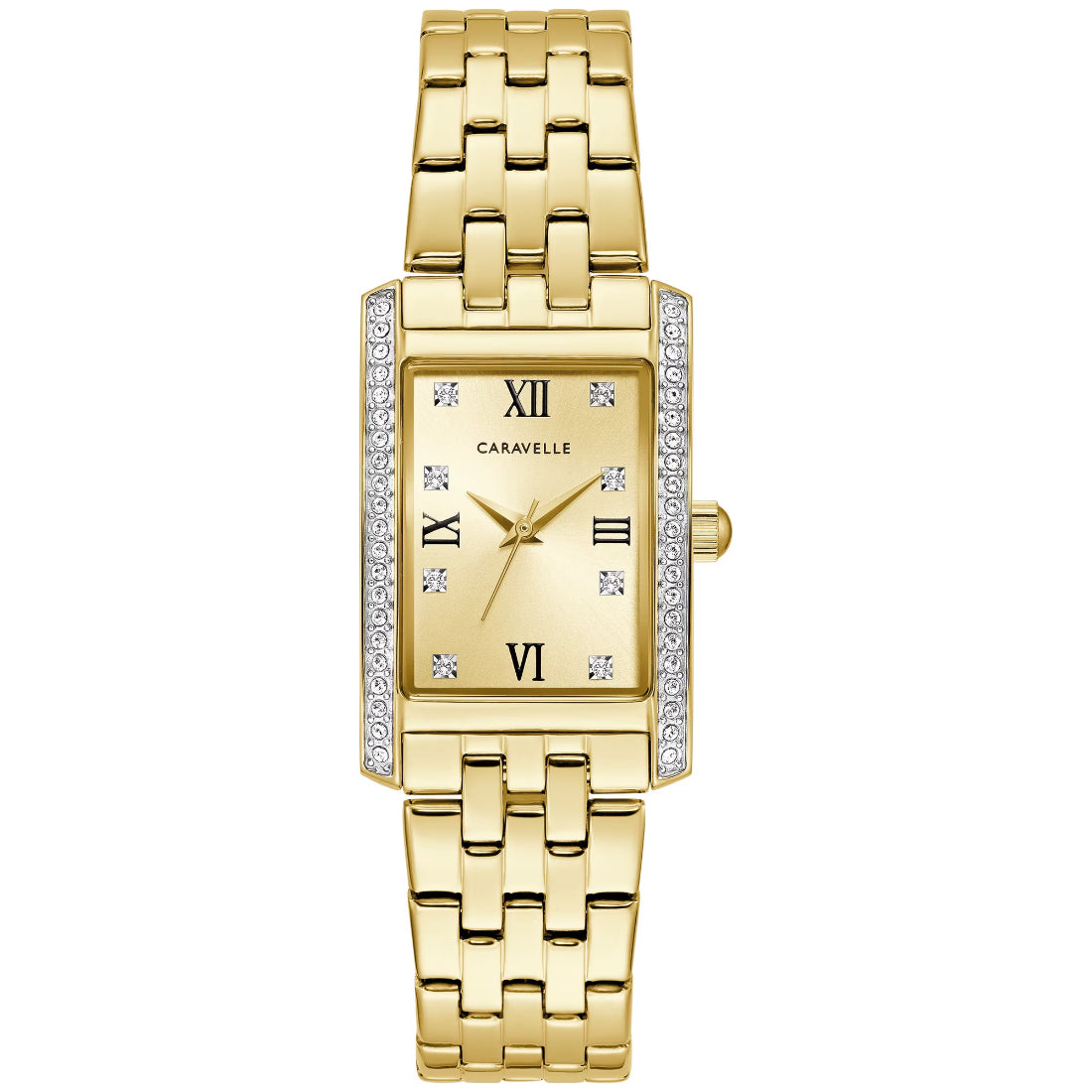 Bulova Caravelle Dress Crystal Women's Gold Bracelet Quartz Watch - 45L192