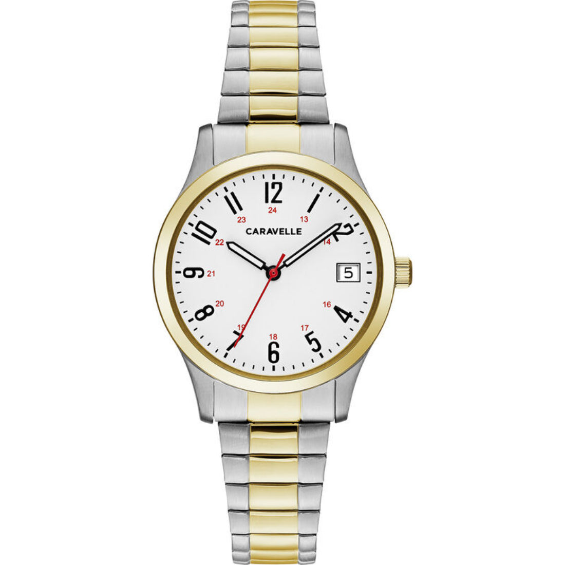 Bulova Caravelle Traditional Women's Two-tone/Silver and Gold Bracelet Quartz Watch - 45M111