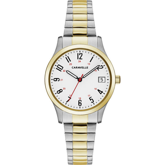 Bulova Caravelle Traditional Women's Two-tone/Silver and Gold Bracelet Quartz Watch - 45M111