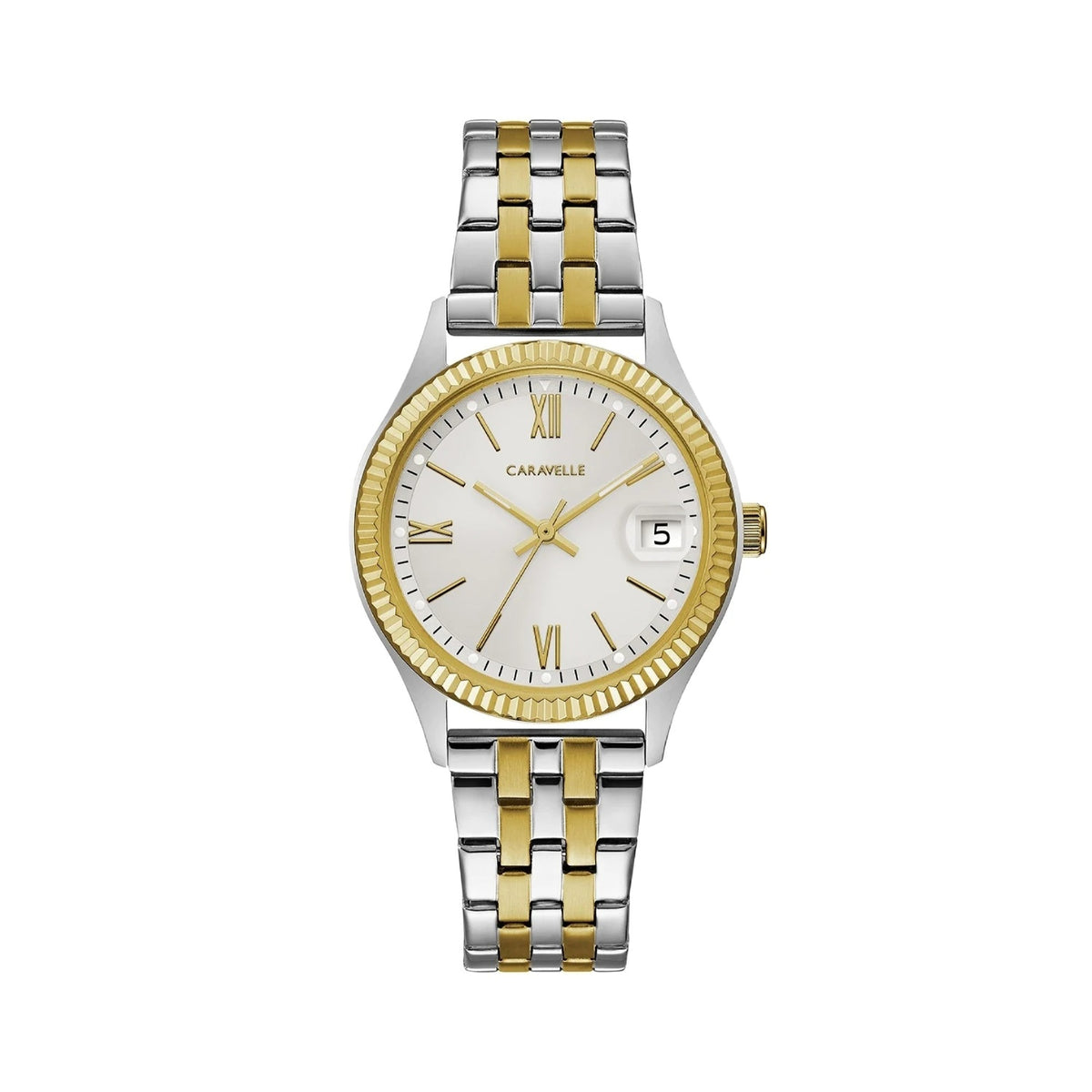 Bulova Caravelle by Bulova Dress Women's Two-tone/Silver and Gold-tone Bracelet Quartz Watch - 45M112
