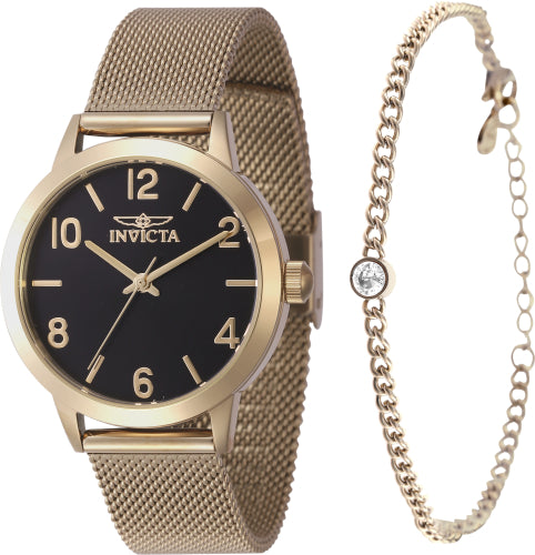 Invicta Women's 47277 Wildflower  Quartz 3 Hand Black Dial Watch