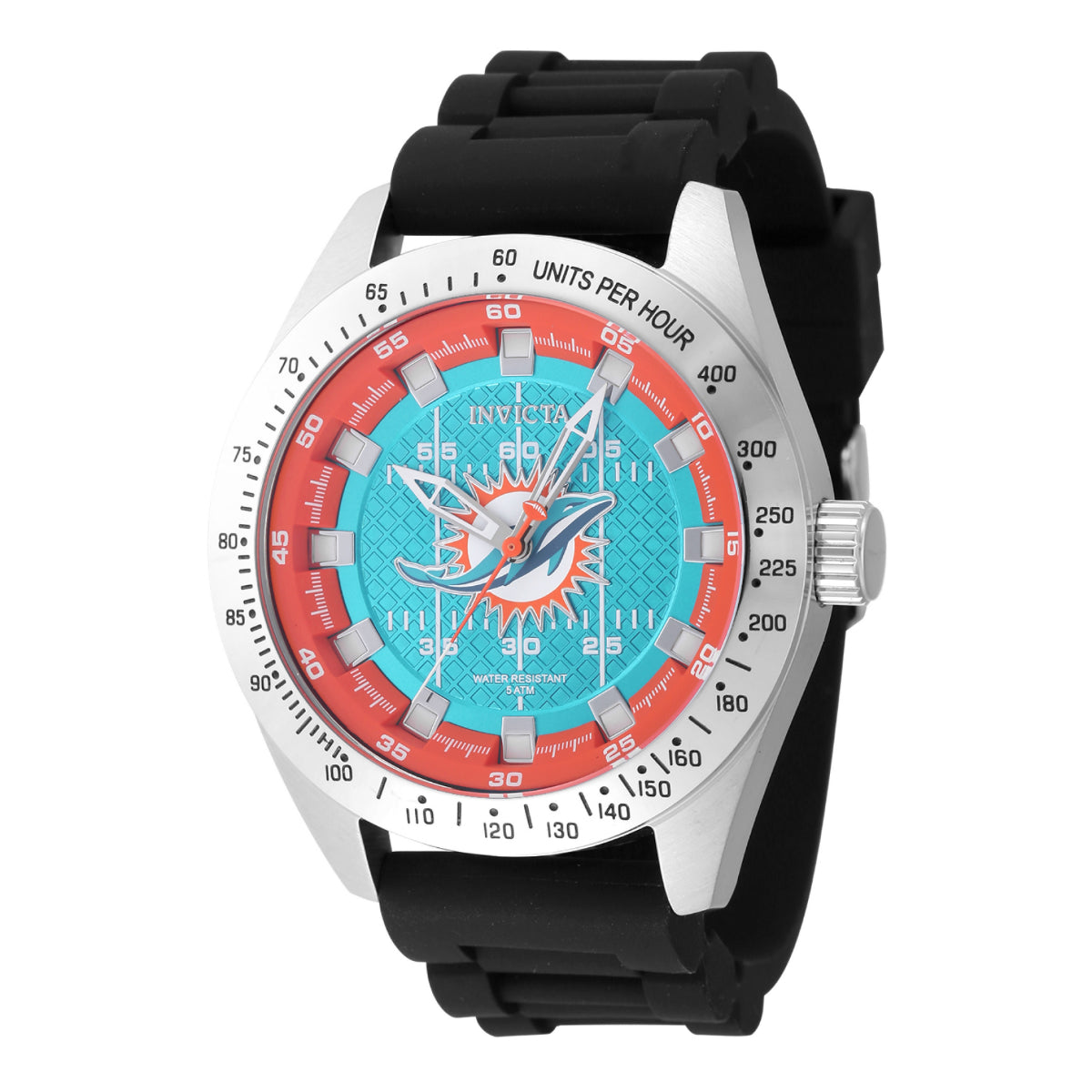 Invicta Men's 47861 NFL Miami Dolphins Quartz Multifunction Orange, Light Blue Dial Watch