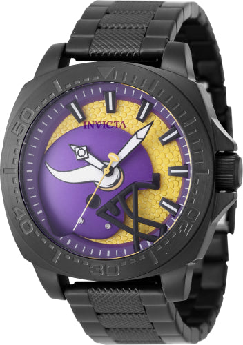 Invicta Men's 47889 NFL Minnesota Vikings Quartz 3 Hand Yellow, Purple Dial Watch