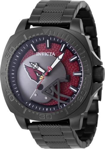 Invicta Men's 47895 NFL Arizona Cardinals Quartz 3 Hand Black, Red Dial Watch